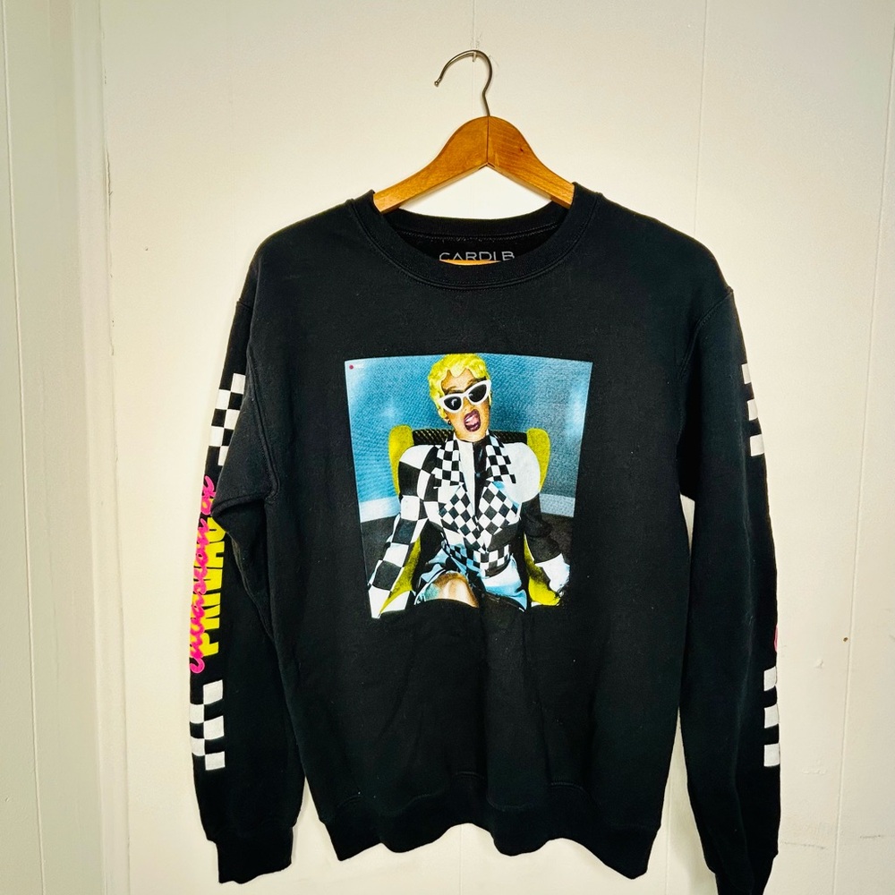 Black Graphic Cardi B Sweater